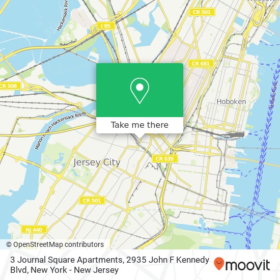 Mapa de 3 Journal Square Apartments, 2935 John F Kennedy Blvd