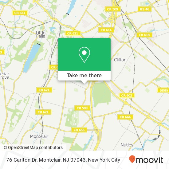 Mapa de 76 Carlton Dr, Montclair, NJ 07043