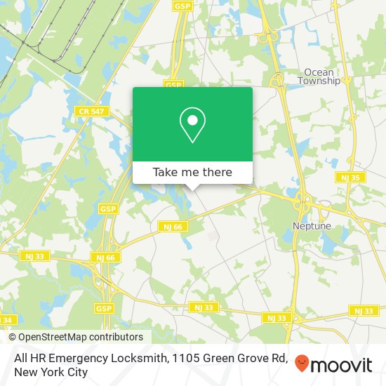 Mapa de All HR Emergency Locksmith, 1105 Green Grove Rd
