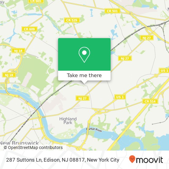 287 Suttons Ln, Edison, NJ 08817 map