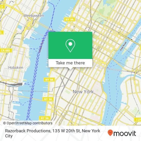 Mapa de Razorback Productions, 135 W 20th St