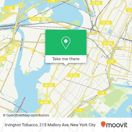 Mapa de Irvington Tobacco, 215 Mallory Ave