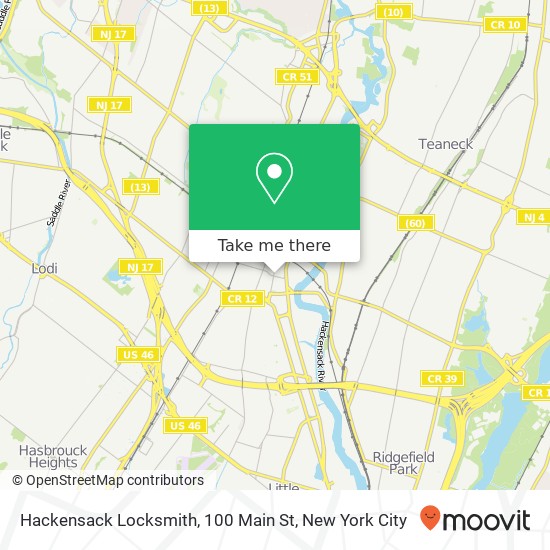 Mapa de Hackensack Locksmith, 100 Main St