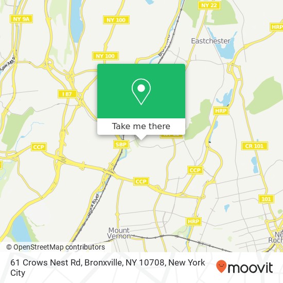 Mapa de 61 Crows Nest Rd, Bronxville, NY 10708