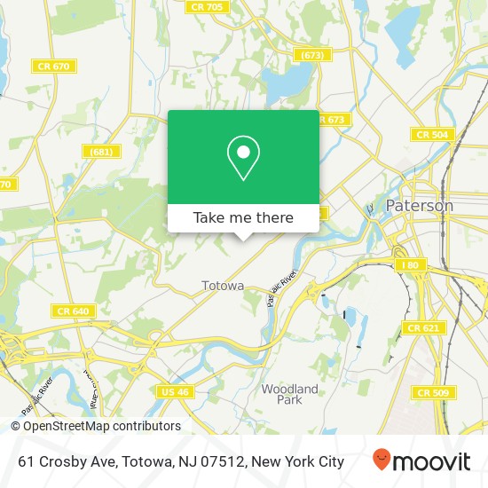 Mapa de 61 Crosby Ave, Totowa, NJ 07512