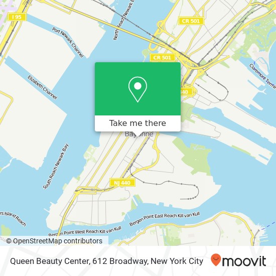 Mapa de Queen Beauty Center, 612 Broadway