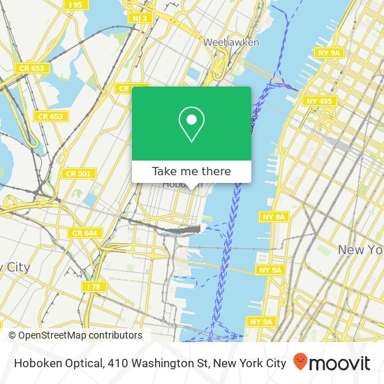 Mapa de Hoboken Optical, 410 Washington St