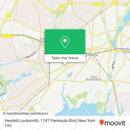 Hewlett Locksmith, 1747 Peninsula Blvd map