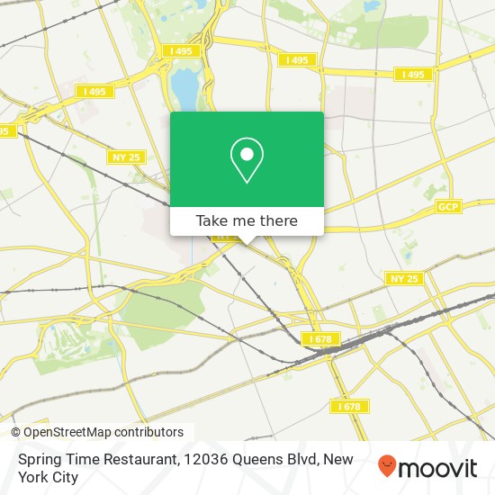 Mapa de Spring Time Restaurant, 12036 Queens Blvd