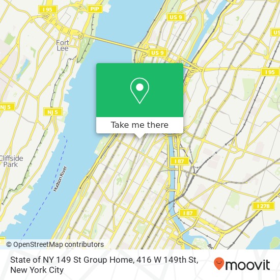 Mapa de State of NY 149 St Group Home, 416 W 149th St