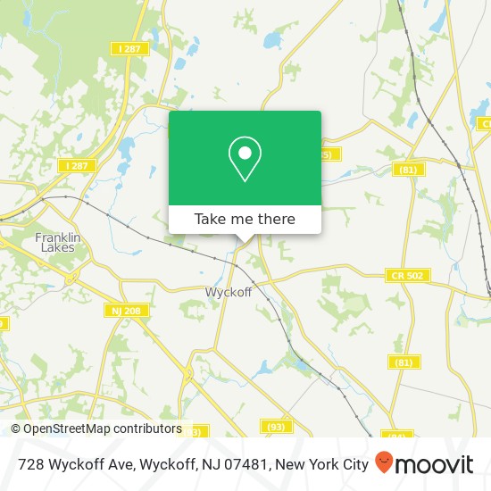Mapa de 728 Wyckoff Ave, Wyckoff, NJ 07481