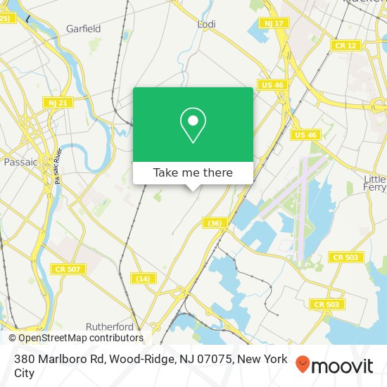 Mapa de 380 Marlboro Rd, Wood-Ridge, NJ 07075