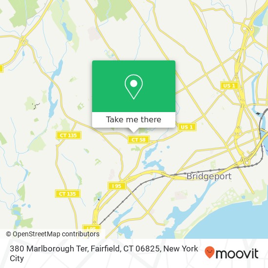 Mapa de 380 Marlborough Ter, Fairfield, CT 06825