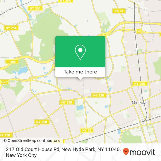 Mapa de 217 Old Court House Rd, New Hyde Park, NY 11040