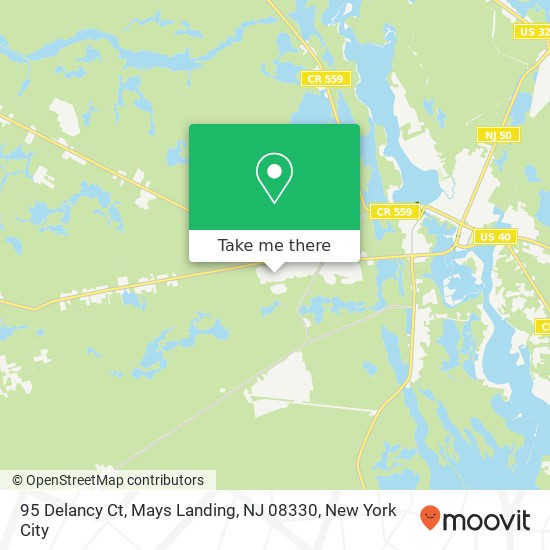 Mapa de 95 Delancy Ct, Mays Landing, NJ 08330