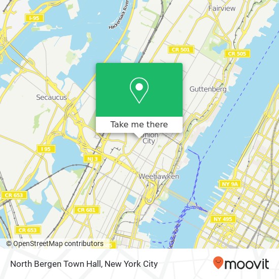 North Bergen Town Hall map