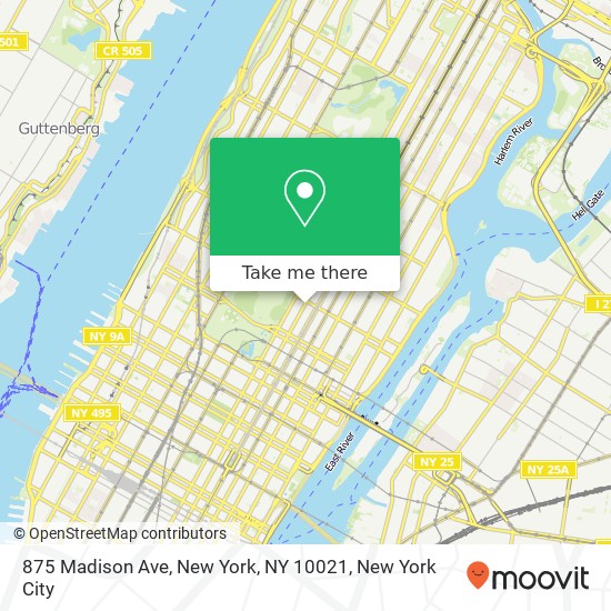 Mapa de 875 Madison Ave, New York, NY 10021