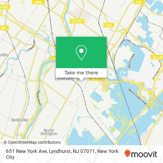 Mapa de 651 New York Ave, Lyndhurst, NJ 07071