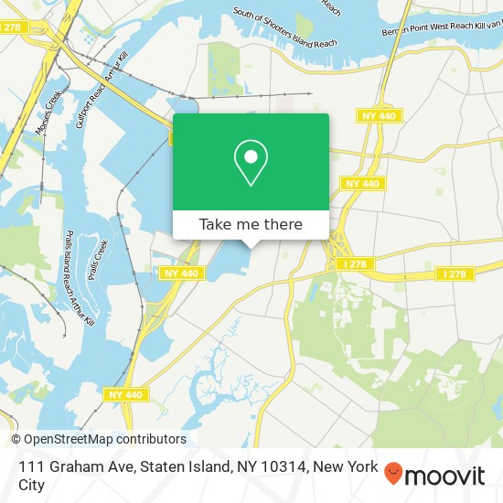 Mapa de 111 Graham Ave, Staten Island, NY 10314