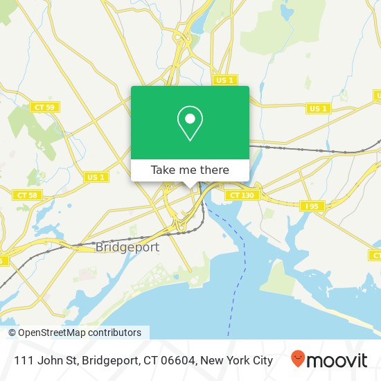 Mapa de 111 John St, Bridgeport, CT 06604