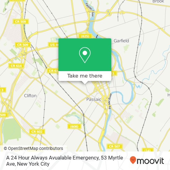 Mapa de A 24 Hour Always Avualable Emergency, 53 Myrtle Ave