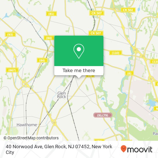 Mapa de 40 Norwood Ave, Glen Rock, NJ 07452