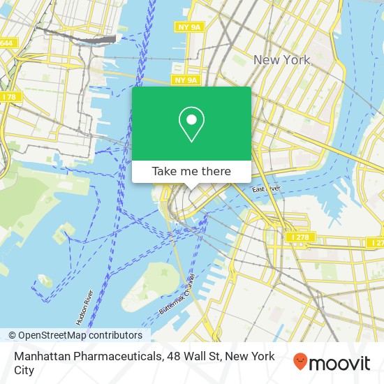 Mapa de Manhattan Pharmaceuticals, 48 Wall St