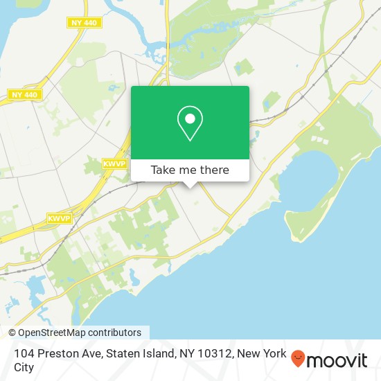 Mapa de 104 Preston Ave, Staten Island, NY 10312