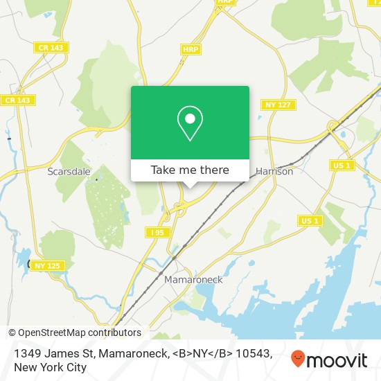 Mapa de 1349 James St, Mamaroneck, <B>NY< / B> 10543