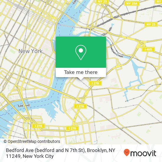 Mapa de Bedford Ave (bedford and N 7th St), Brooklyn, NY 11249