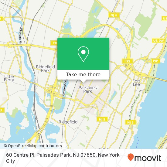 Mapa de 60 Centre Pl, Palisades Park, NJ 07650