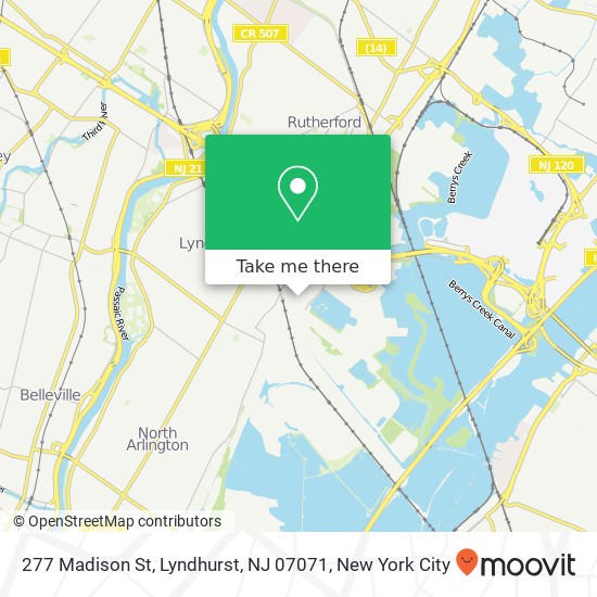 Mapa de 277 Madison St, Lyndhurst, NJ 07071