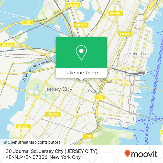 30 Journal Sq, Jersey City (JERSEY CITY), <B>NJ< / B> 07306 map