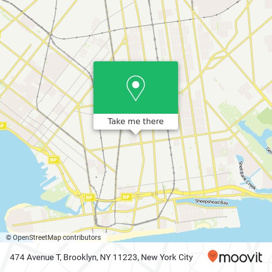 Mapa de 474 Avenue T, Brooklyn, NY 11223