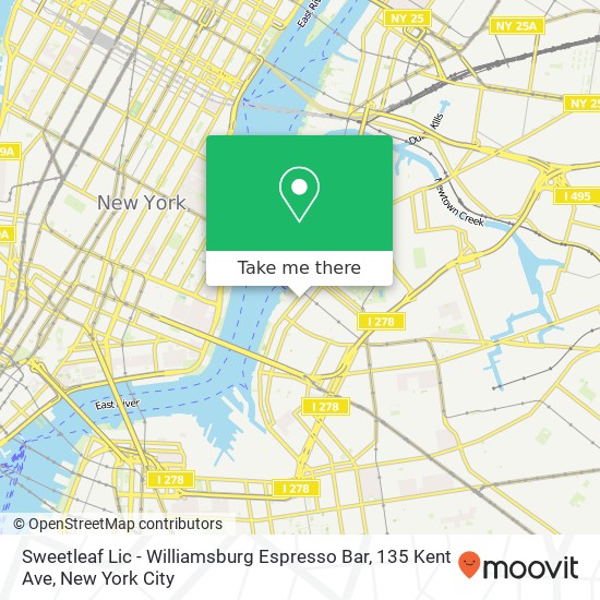 Mapa de Sweetleaf Lic - Williamsburg Espresso Bar, 135 Kent Ave