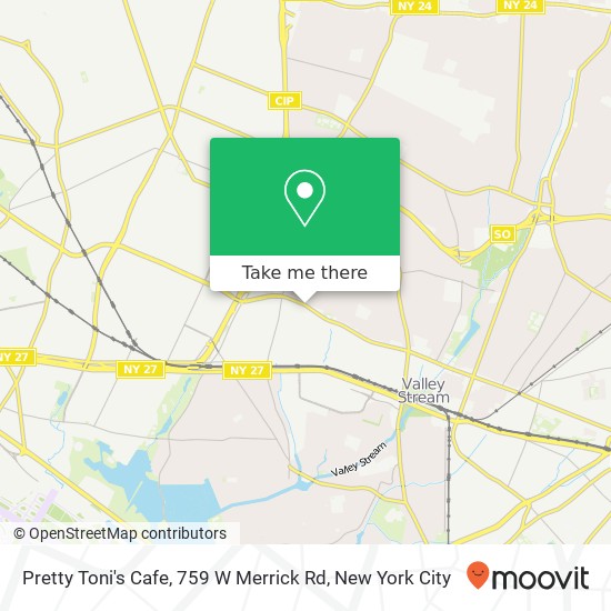 Mapa de Pretty Toni's Cafe, 759 W Merrick Rd
