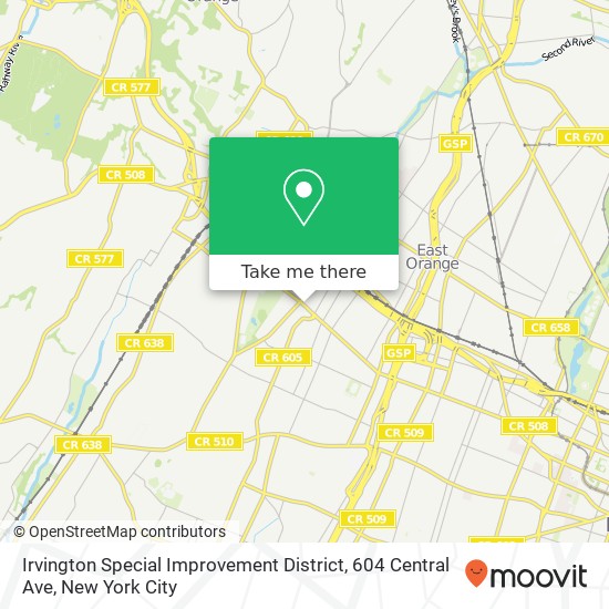 Mapa de Irvington Special Improvement District, 604 Central Ave