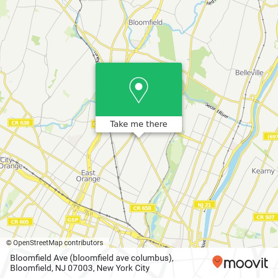 Mapa de Bloomfield Ave (bloomfield ave columbus), Bloomfield, NJ 07003