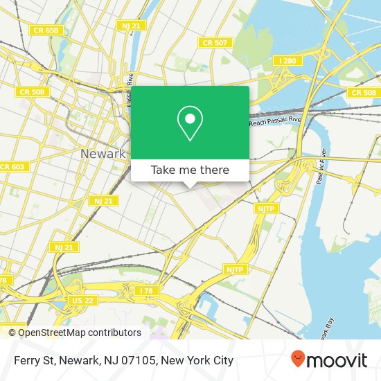 Mapa de Ferry St, Newark, NJ 07105