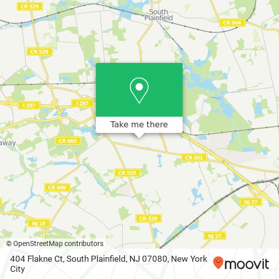 Mapa de 404 Flakne Ct, South Plainfield, NJ 07080