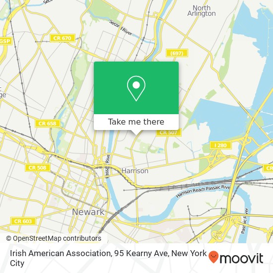 Irish American Association, 95 Kearny Ave map
