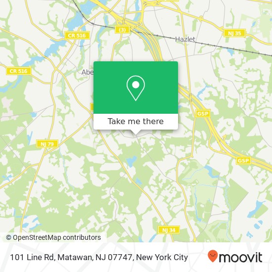 Mapa de 101 Line Rd, Matawan, NJ 07747