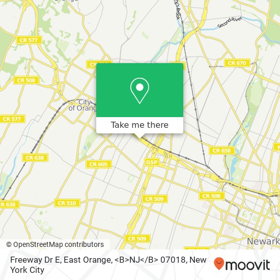 Freeway Dr E, East Orange, <B>NJ< / B> 07018 map