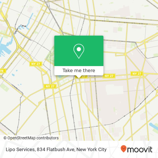 Mapa de Lipo Services, 834 Flatbush Ave