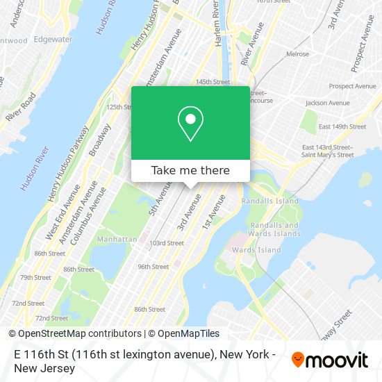E 116th St (116th st lexington avenue) map