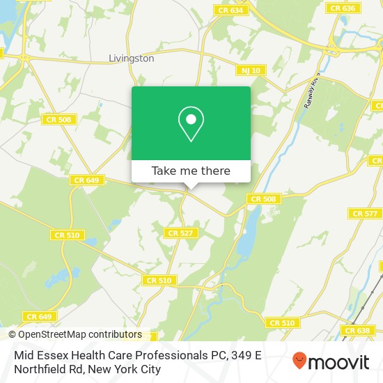 Mapa de Mid Essex Health Care Professionals PC, 349 E Northfield Rd