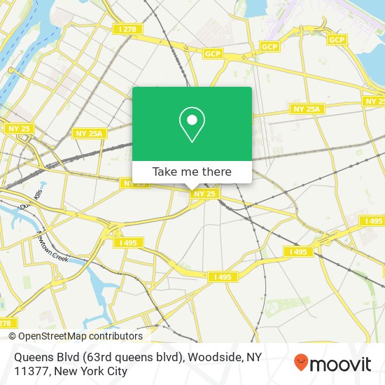 Mapa de Queens Blvd (63rd queens blvd), Woodside, NY 11377