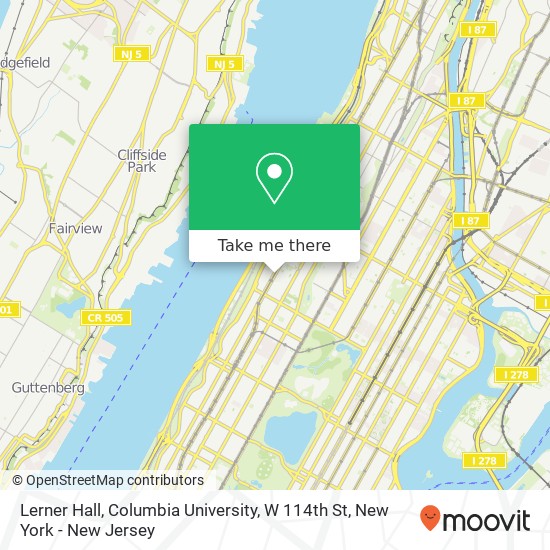 Mapa de Lerner Hall, Columbia University, W 114th St