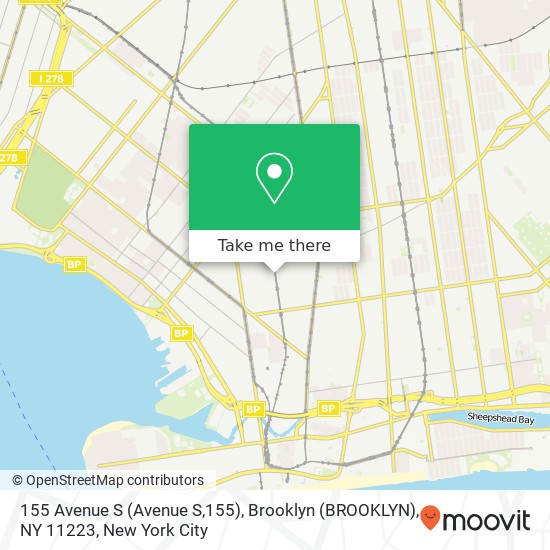 Mapa de 155 Avenue S (Avenue S,155), Brooklyn (BROOKLYN), NY 11223