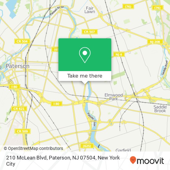 Mapa de 210 McLean Blvd, Paterson, NJ 07504